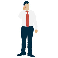 Silhouette businessman talking on the phone, a white background