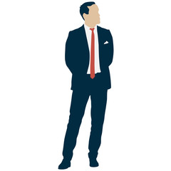 Silhouette businessman man in suit with tie on a white background