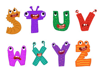 Cute monster letter typographic funny vector design