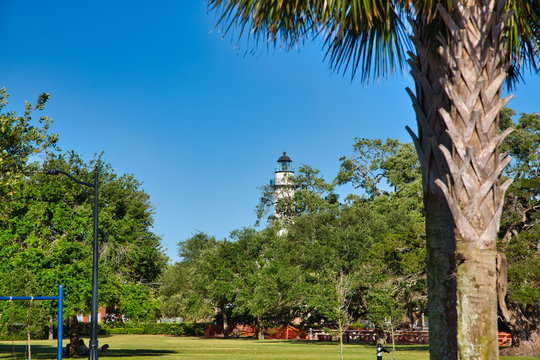LIghthouse on the coast of St Simons Island in Georgia