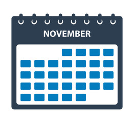 November Calendar Icon. Flat style vector EPS.