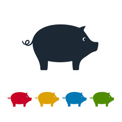 Pig silhouettes vector icons