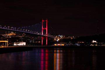 Fototapeta na wymiar View of the Bosphorus bridge and Istanbul City of Turkey at night 