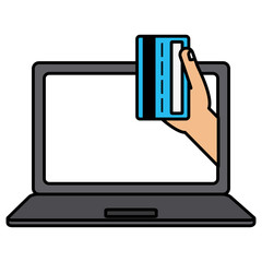 laptop computer with credit card