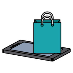 Obraz na płótnie Canvas smartphone device with shopping bag