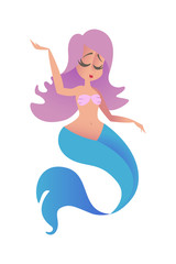 Obraz na płótnie Canvas Cute mermaid vector illustration isolated on white background