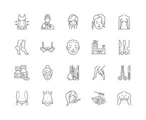 Aesthetic medicine line icons, linear signs, vector set, outline concept illustration