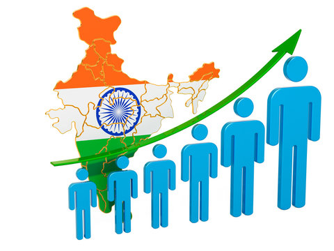 Rating Of Employment And Unemployment Or Mortality And Fertility In India, Concept. 3D Rendering