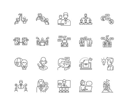 Advisory Services Line Icons, Linear Signs, Vector Set, Outline Concept Illustration