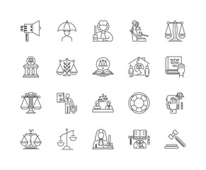Arbitration line icons, linear signs, vector set, outline concept illustration