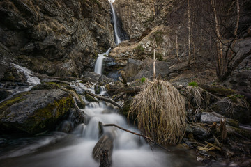 river floating through caucasus landscape