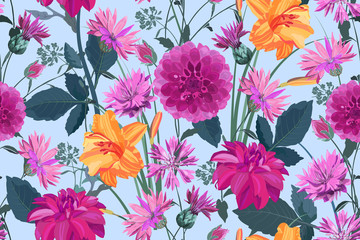 Art floral vector seamless pattern.