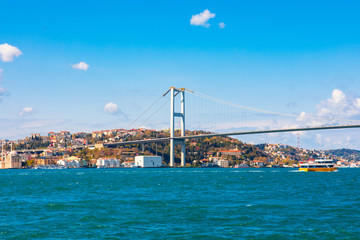 View of the Bosphorus bridge and Istanbul City of Turkey 