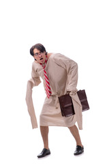 Young mad man isolated on white 