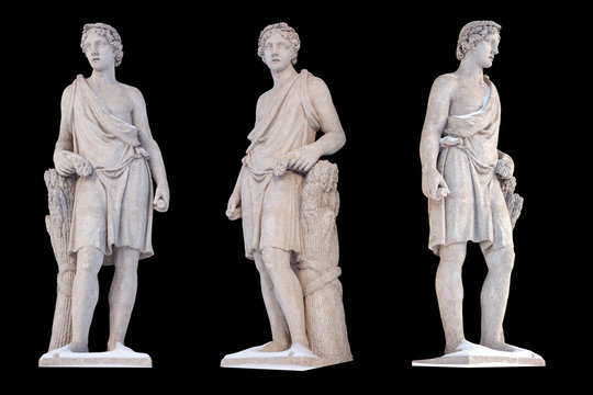 Sculpture of the ancient Greek god Adonis isolate. Adonis was a God of beauty, desire and vegetation.