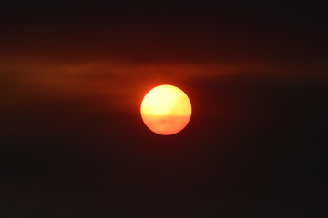 Beautiful orange sun at sunset