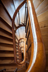 Wooden spiral staircases typical of Parisian buildings in Paris