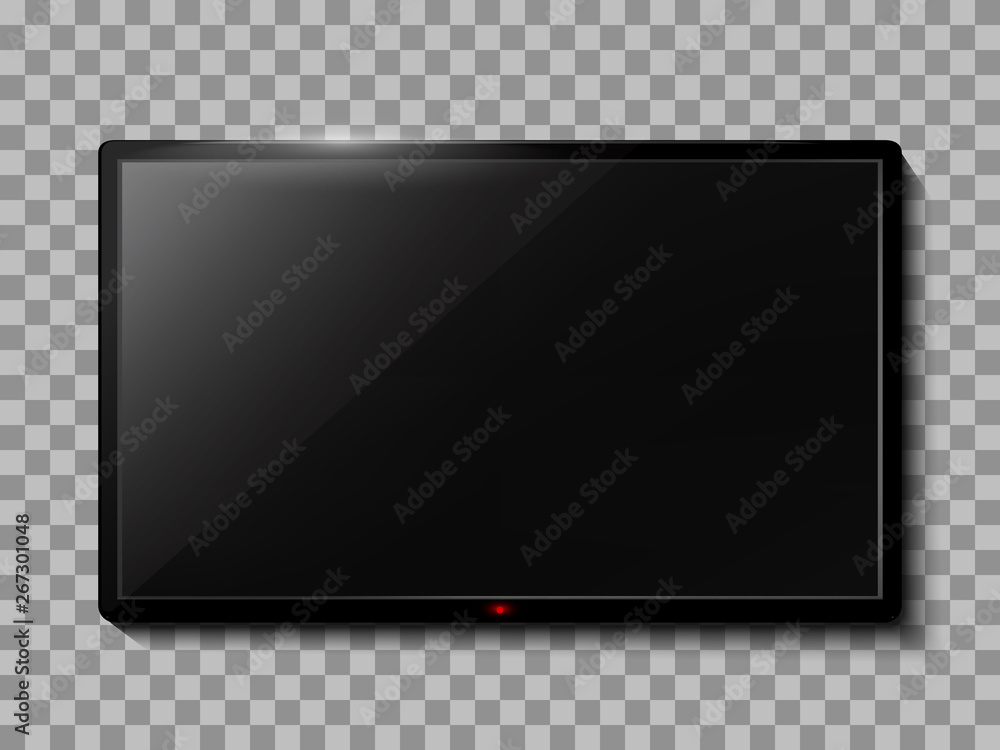 Poster realistic tv screen. empty tv frame transparent background. modern stylish lcd monitor, led type. bl