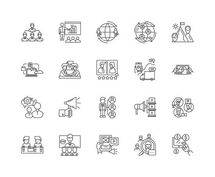 Distributor Line Icons, Linear Signs, Vector Set, Outline Concept Illustration