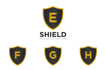 e letter, f letter, g letter, h letter shield logo and icon vector design template