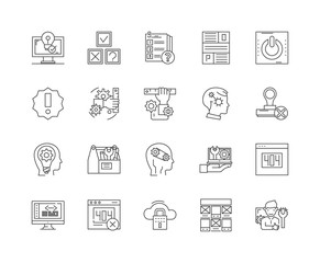 Error line icons, linear signs, vector set, outline concept illustration