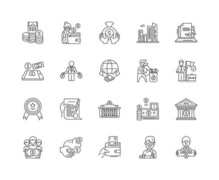 Federal Credit Agency Line Icons, Linear Signs, Vector Set, Outline Concept Illustration