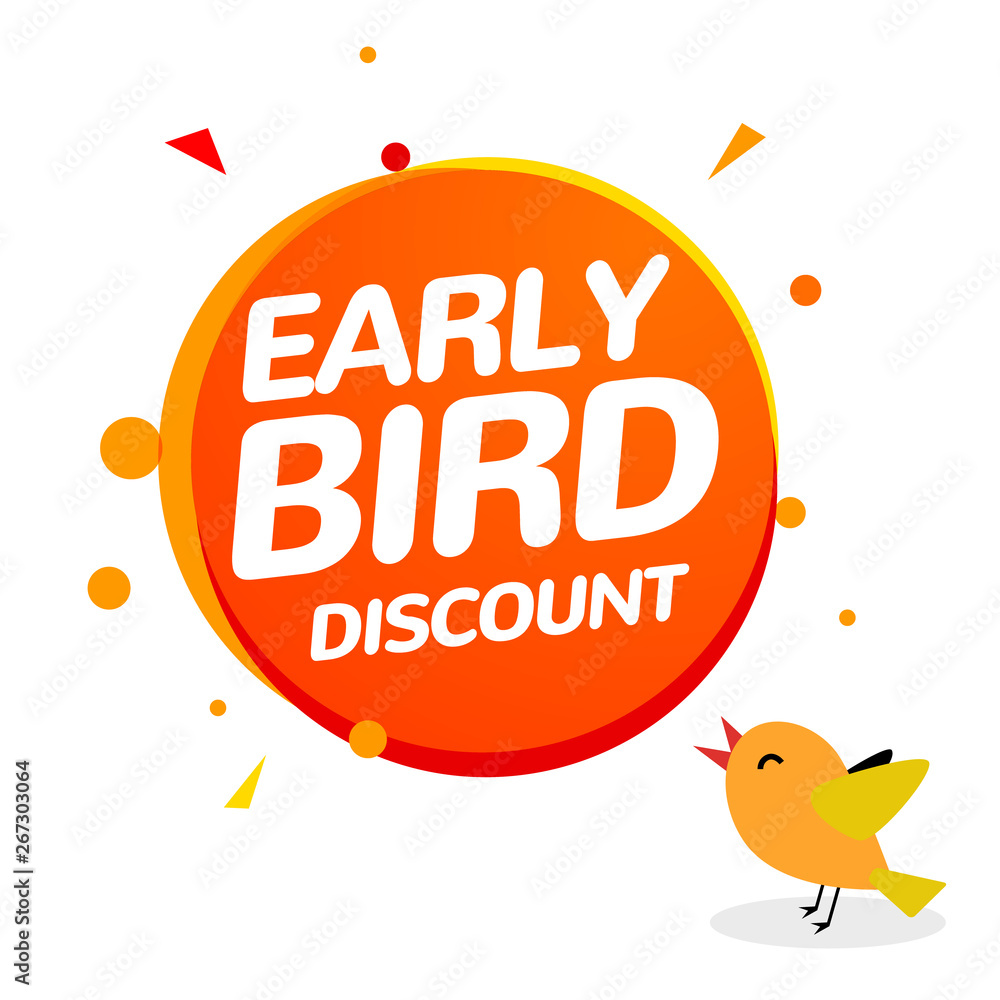 Sticker Early bird discount vector special offer sale icon. Early bird icon cartoon promo sign banner