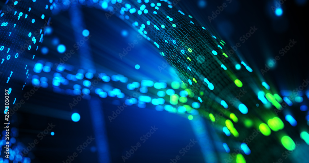 Aufkleber futuristic data stream, digital flow. dynamic pattern with power rays and light.data transferring. i