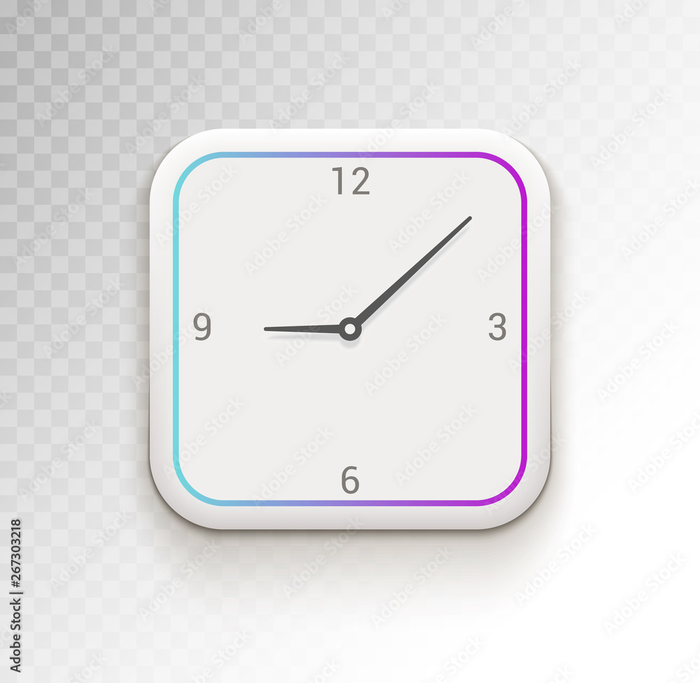 Poster clock ui vector phone app or widget. digital clock ui time
