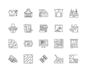 Furniture reupholstering line icons, linear signs, vector set, outline concept illustration