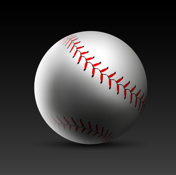 Baseball ball vector realistic background. Softball base ball illustration closeup leather 3d equipment