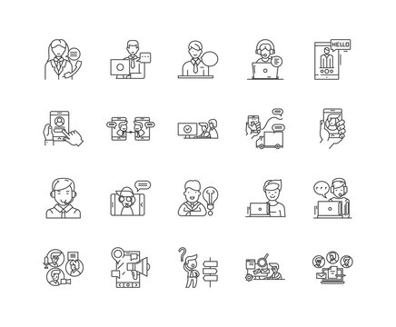 Helpdesk Line Icons, Linear Signs, Vector Set, Outline Concept Illustration