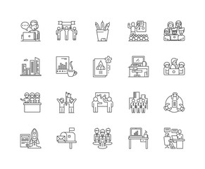 Home office line icons, linear signs, vector set, outline concept illustration