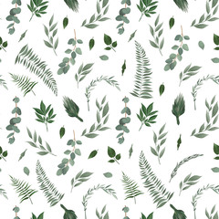 Seamless leaves pattern. Design for banner, poster, card, cover, invitation, placard brochure or header.