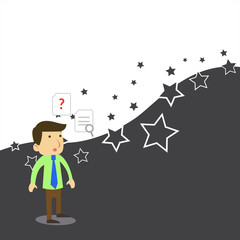 Young Male Businessman Office Worker Standing Searching Problem Solution Business Empty template for Layout for invitation greeting card promotion poster voucher