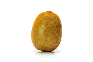 Whole fresh ripe kiwi fruit isolated on white background without shadows.
