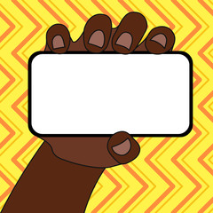 Closeup of Smartphone Device Held in Hand with Blank Screen and Text Space Design business concept Empty copy space modern abstract background