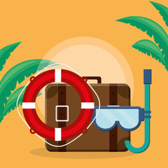 suitcase travel with snorkel and float