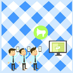 SMS Email Marketing Media Audience Attraction Personal Computer Loudspeaker Business concept Empty template copy space isolated Posters coupons promotional material