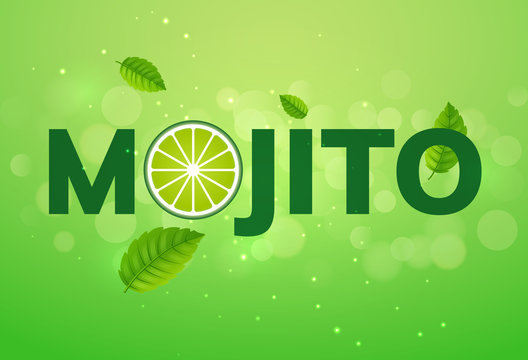 Mojito drink vector cocktail splash. Lemon juice lime soda green advertising mojito drink background illustration