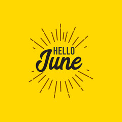 Hello June vector template. Design for banner, greeting cards or print.