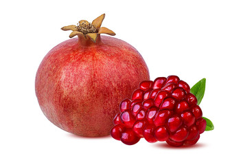 Fresh pomegranate isolated on white background