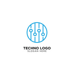 Techno logo template, vector illustration - Vector