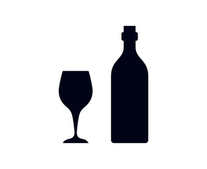 Wine bottle and glass vector illustration