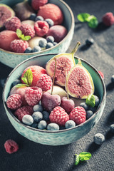 Sweet ice cream sorbet with mix of summer fruits