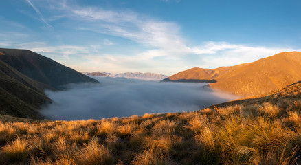 Sunset in highlands , Hakatere, New Zealand