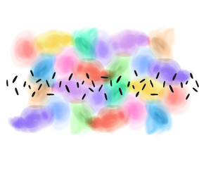 Abstract colorful brush strokes doodles and color blocks