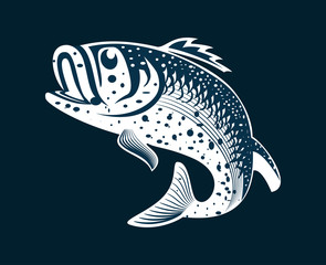 Large mouth bass vector illustration