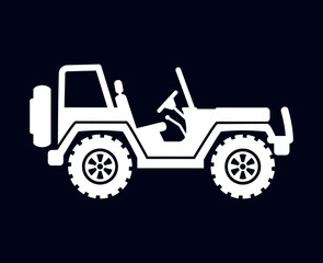 4 by 4 Jeep truck isolated on black background