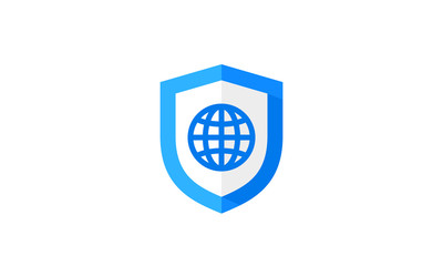 blue shield globe icon
